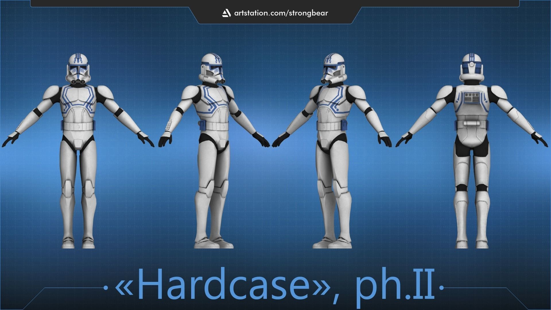 Clone trooper 501st phase II Low-poly 3D model_4