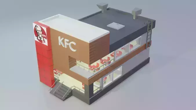 KFC - Low Poly restaurant Low-poly 3D model