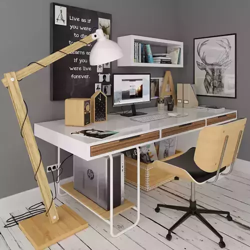 scandinavian desk set 2 3D model