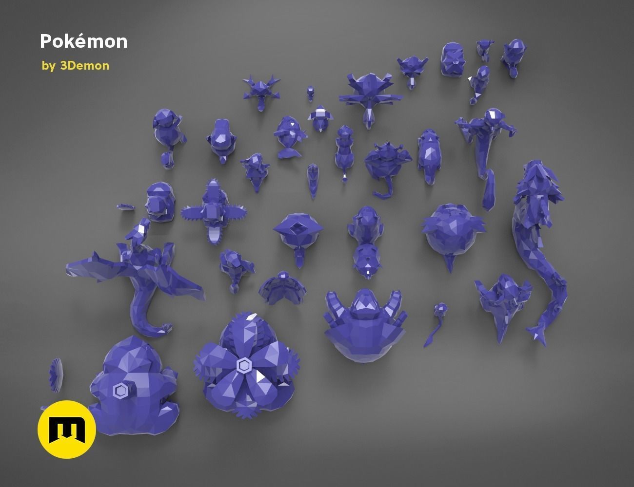 30 Lowpoly Pokemon 3D print model_30