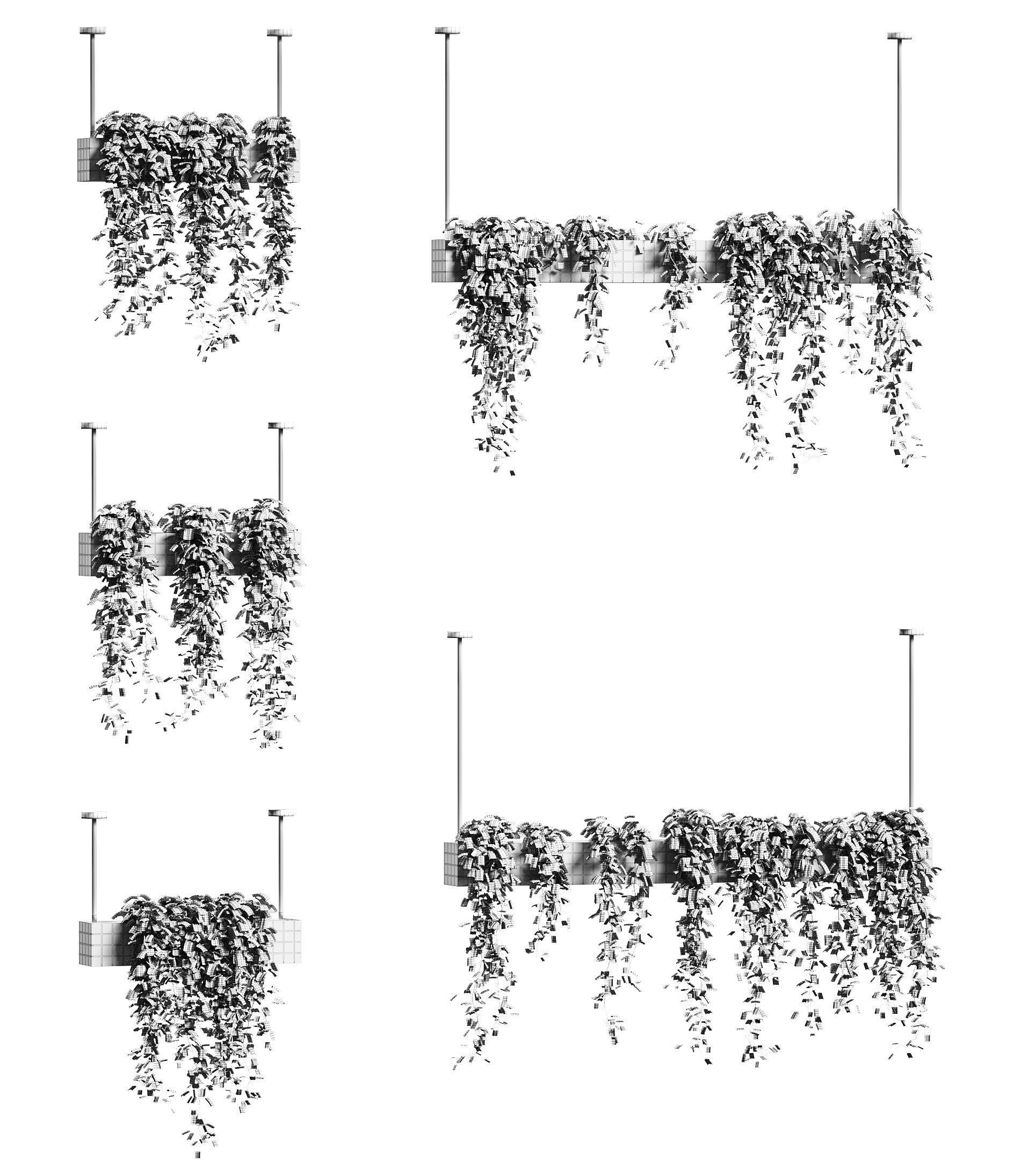 Ivy in hanging flower pots - 5 models 3D model_1