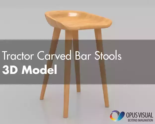 Tractor Carved Wood Bar Stools