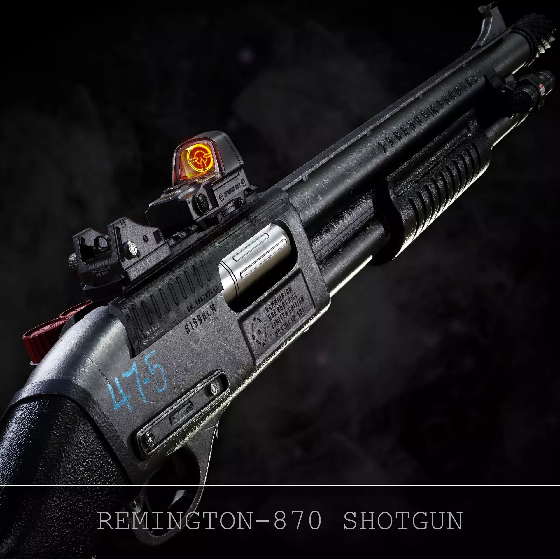 Remington 870 Pump-Action Shotgun Low-poly 3D model_0