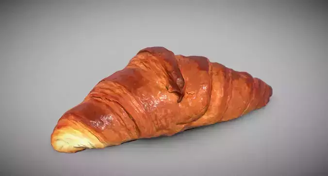 3D French Croissant Low-poly 3D model