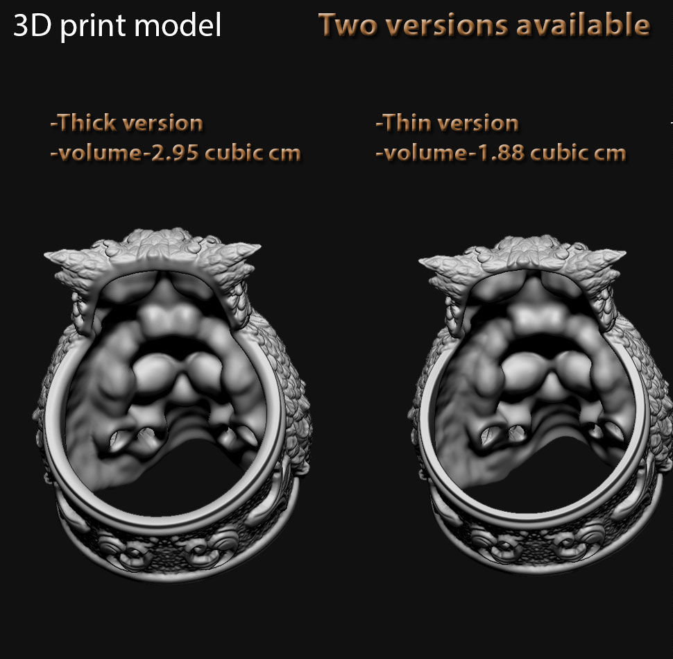 SKull ring jewelry and owl vol1  3D print model_5
