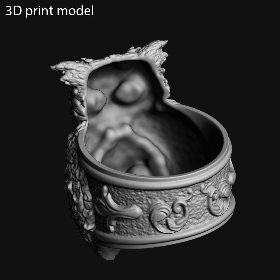 SKull ring jewelry and owl vol1  3D print model_6