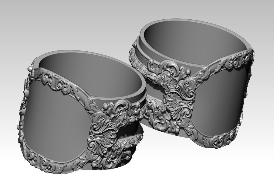 Carved Floral Pattern Rings US5 3D print model_1