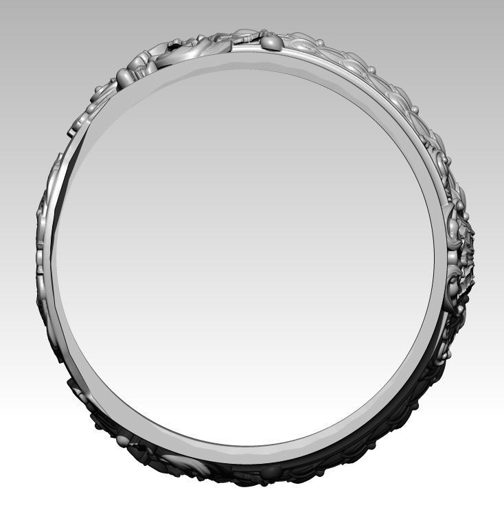 Carved Floral Pattern Rings US5 3D print model_3