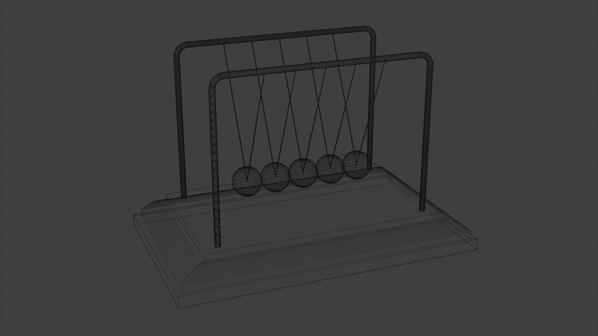 Newtons Cradle Balls Animated 3D model_4