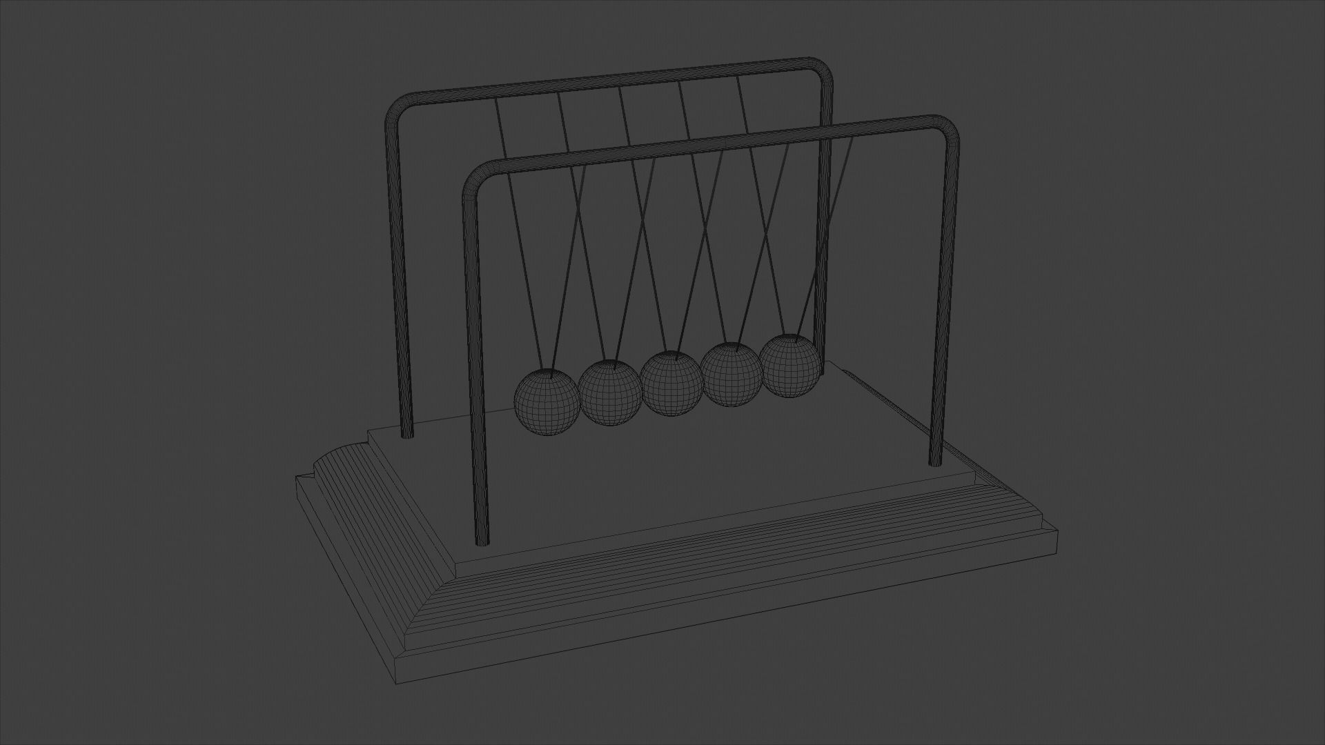 Newtons Cradle Balls Animated 3D model_3