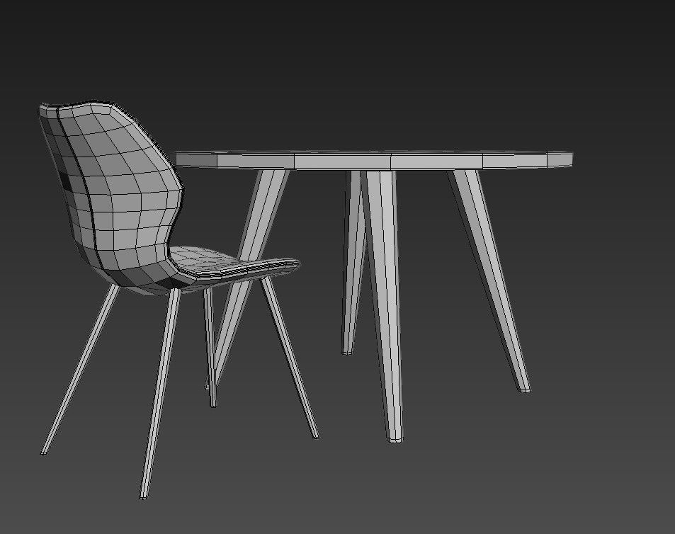 Highrock Dinning Chair Rowico Dining Table 3d model 3D model_1