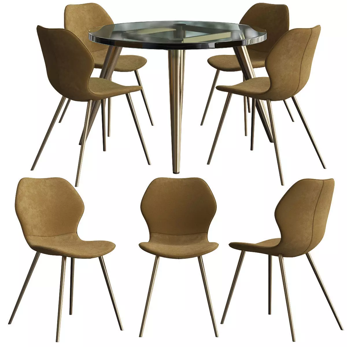 Highrock Dinning Chair Rowico Dining Table 3d model 3D model_0