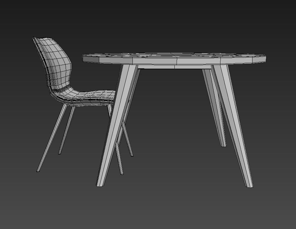 Highrock Dinning Chair Rowico Dining Table 3d model 3D model_1