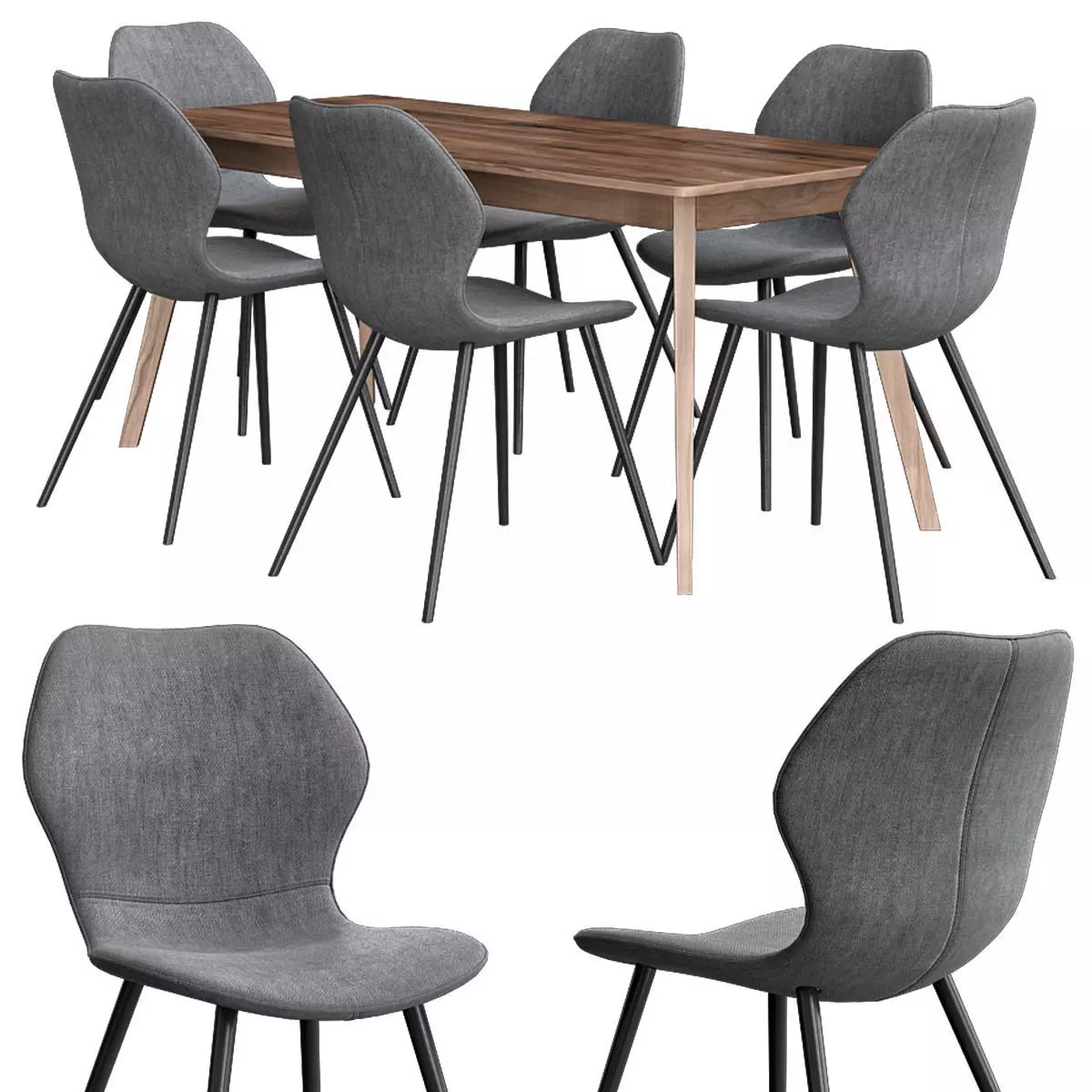 Highrock Dinning Chair Rowico Dining Table 3d model 3D model_0