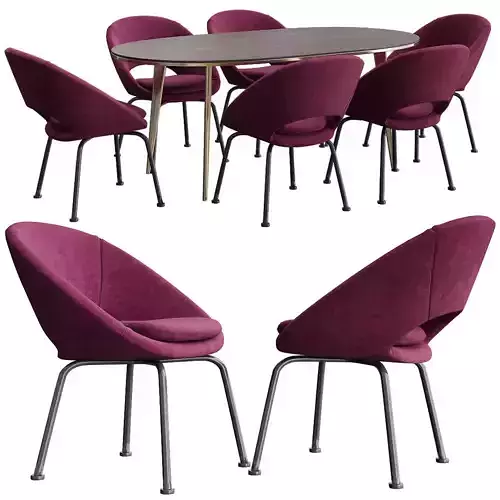 Orb Velvet Dining Chair Westelm 3d model