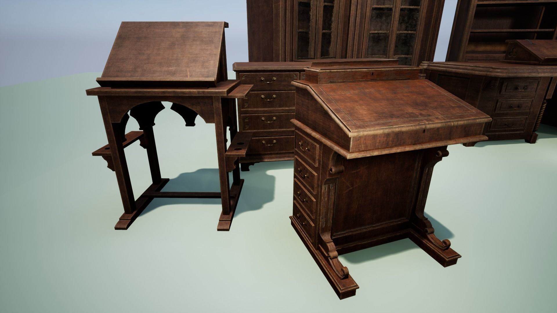 Vintage Furniture Low-poly 3D model_6