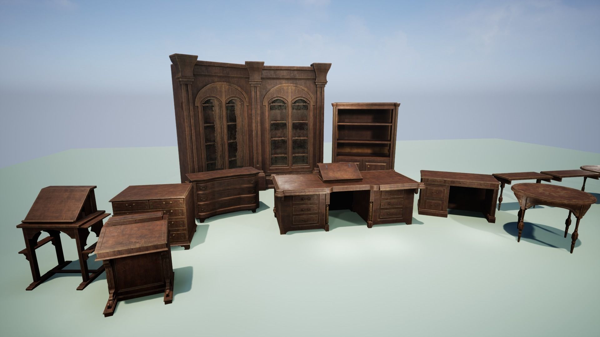 Vintage Furniture Low-poly 3D model_1