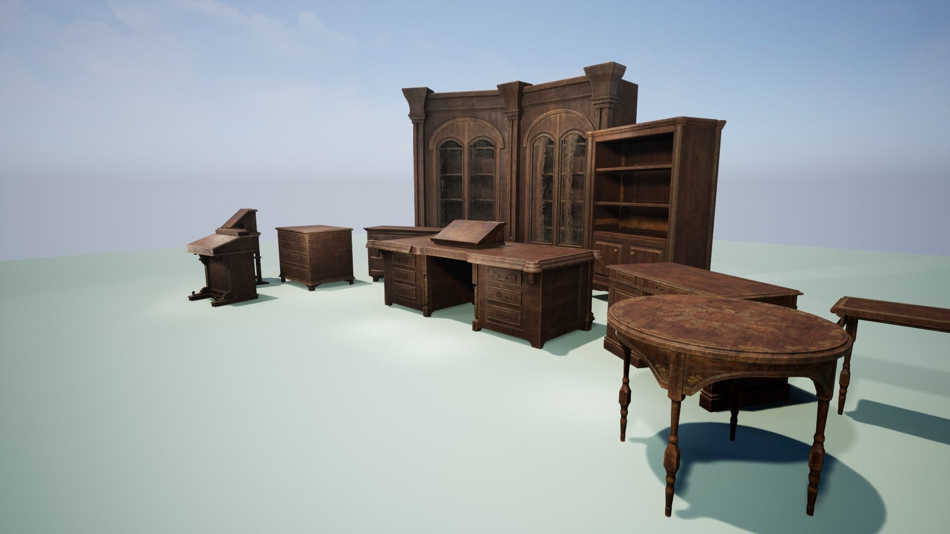 Vintage Furniture Low-poly 3D model_2