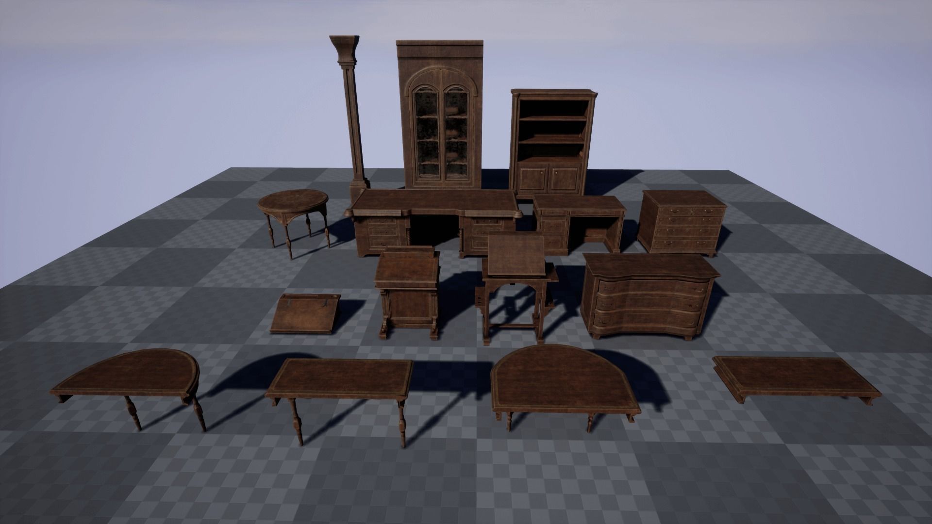 Vintage Furniture Low-poly 3D model_5