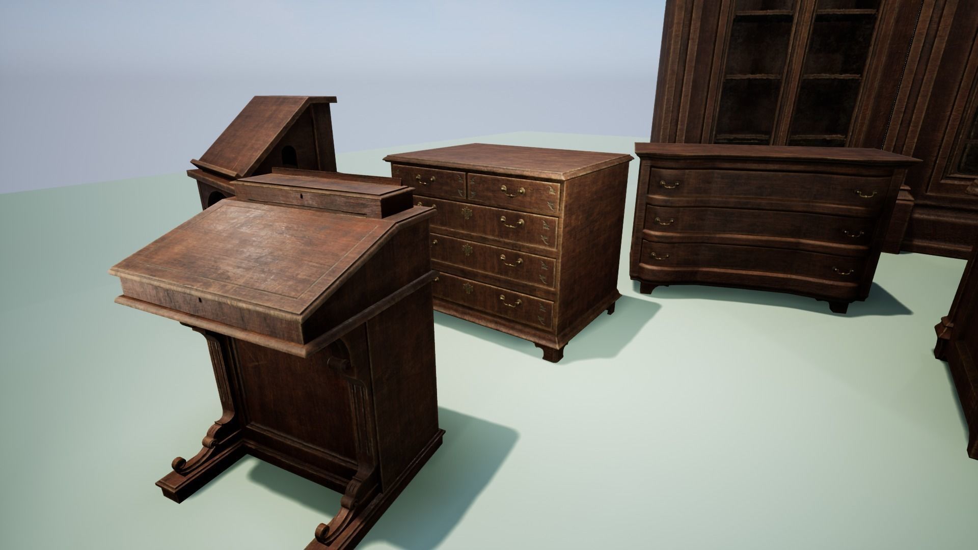 Vintage Furniture Low-poly 3D model_10