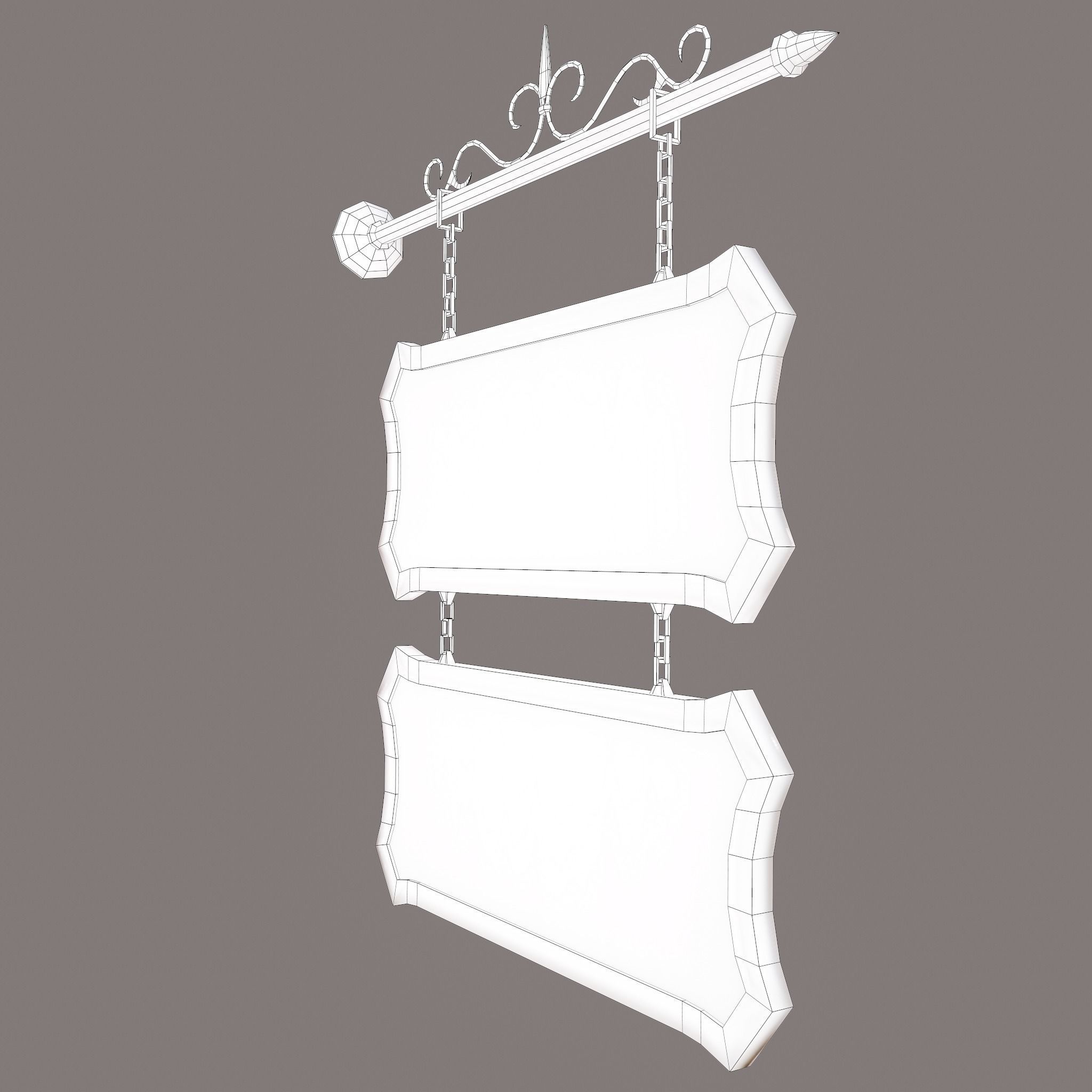 Medieval Wooden Tavern Sign Low-poly 3D model_23