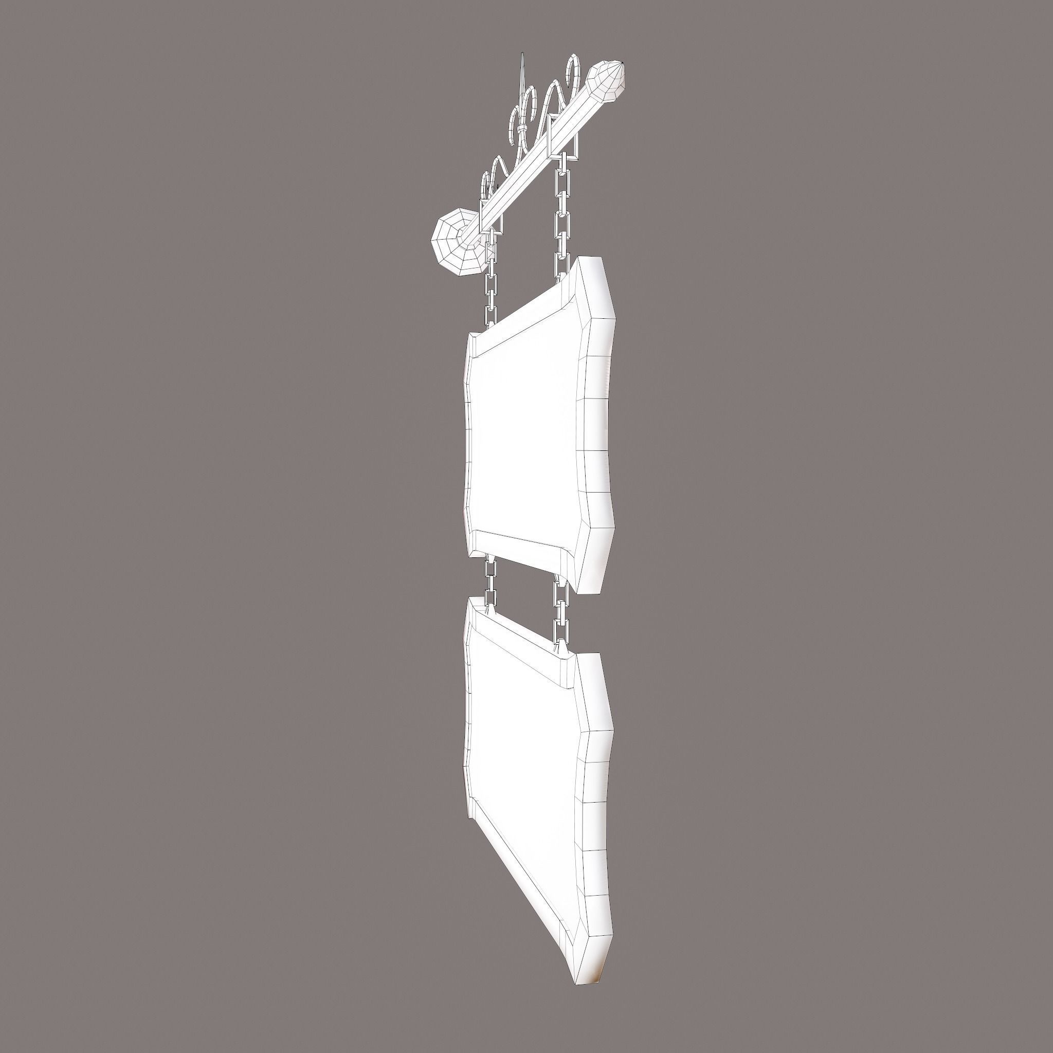 Medieval Wooden Tavern Sign Low-poly 3D model_25