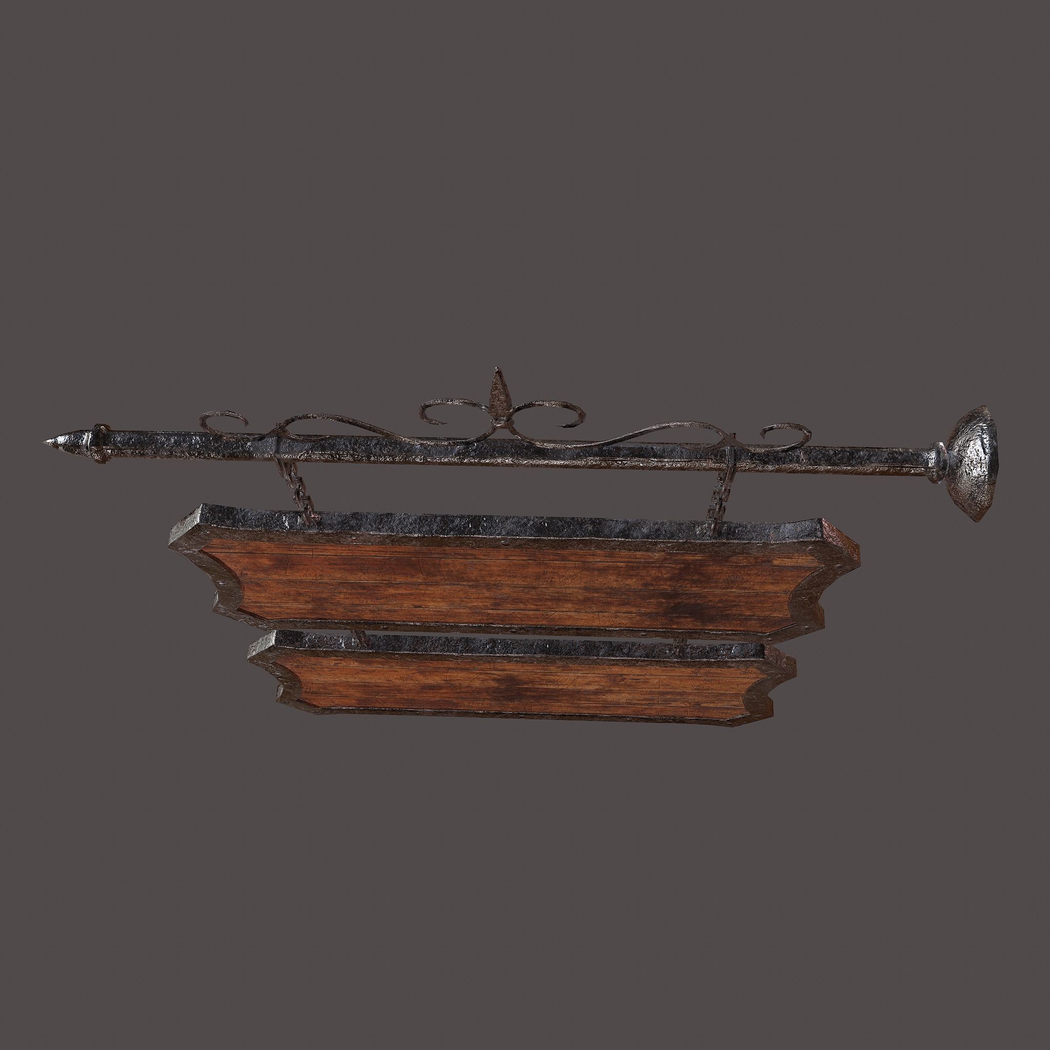 Medieval Wooden Tavern Sign Low-poly 3D model_13