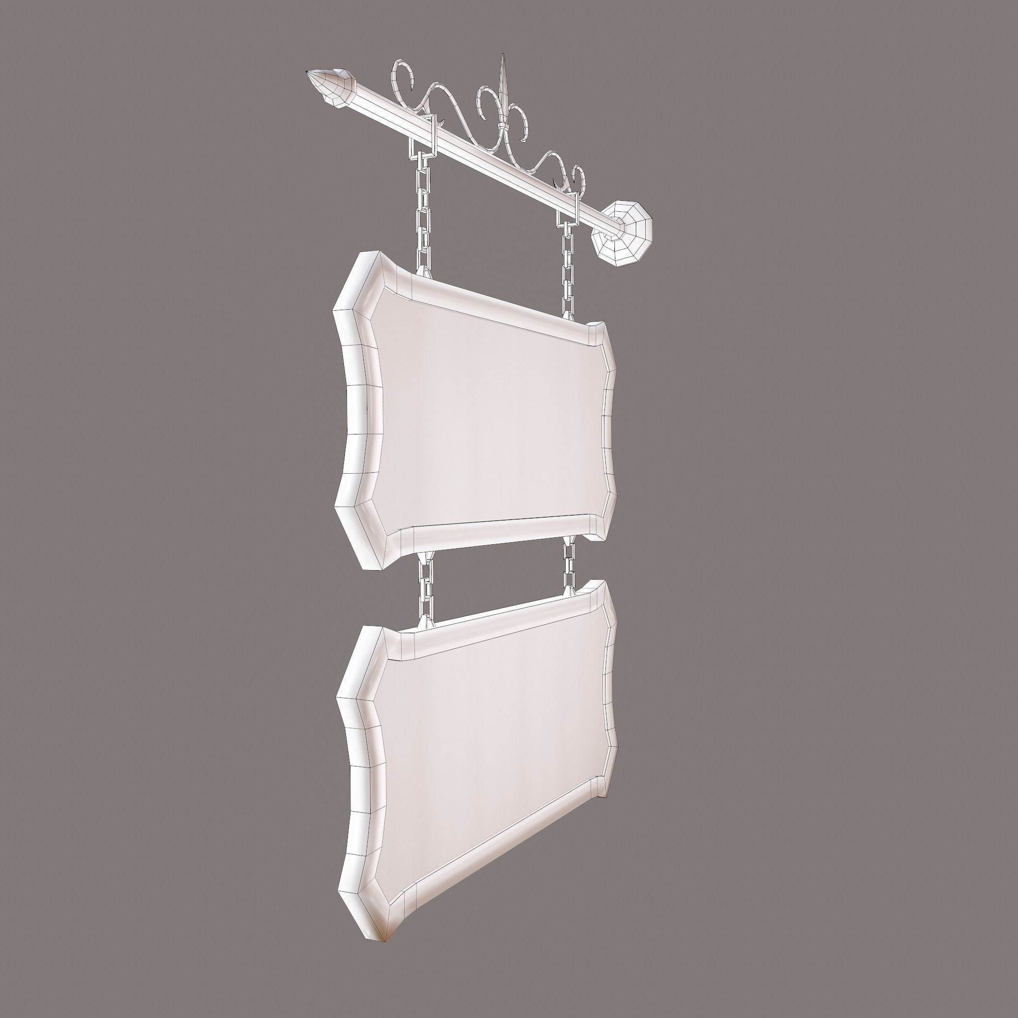 Medieval Wooden Tavern Sign Low-poly 3D model_27