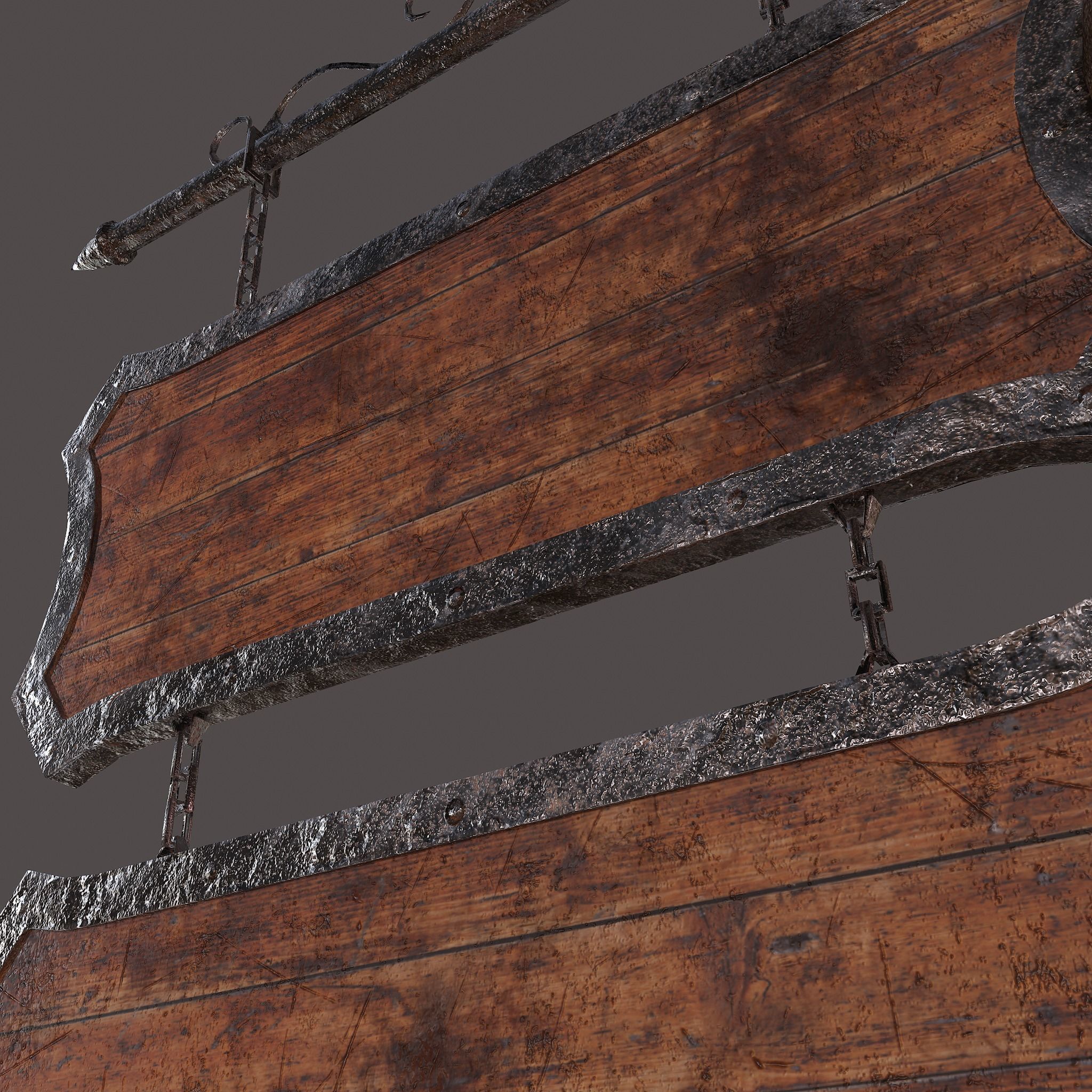 Medieval Wooden Tavern Sign Low-poly 3D model_20