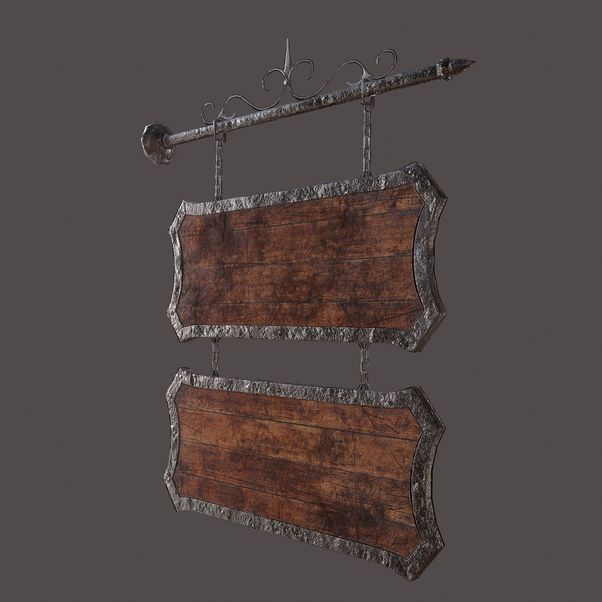 Medieval Wooden Tavern Sign Low-poly 3D model_21
