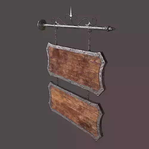 Medieval Wooden Tavern Sign Low-poly 3D model