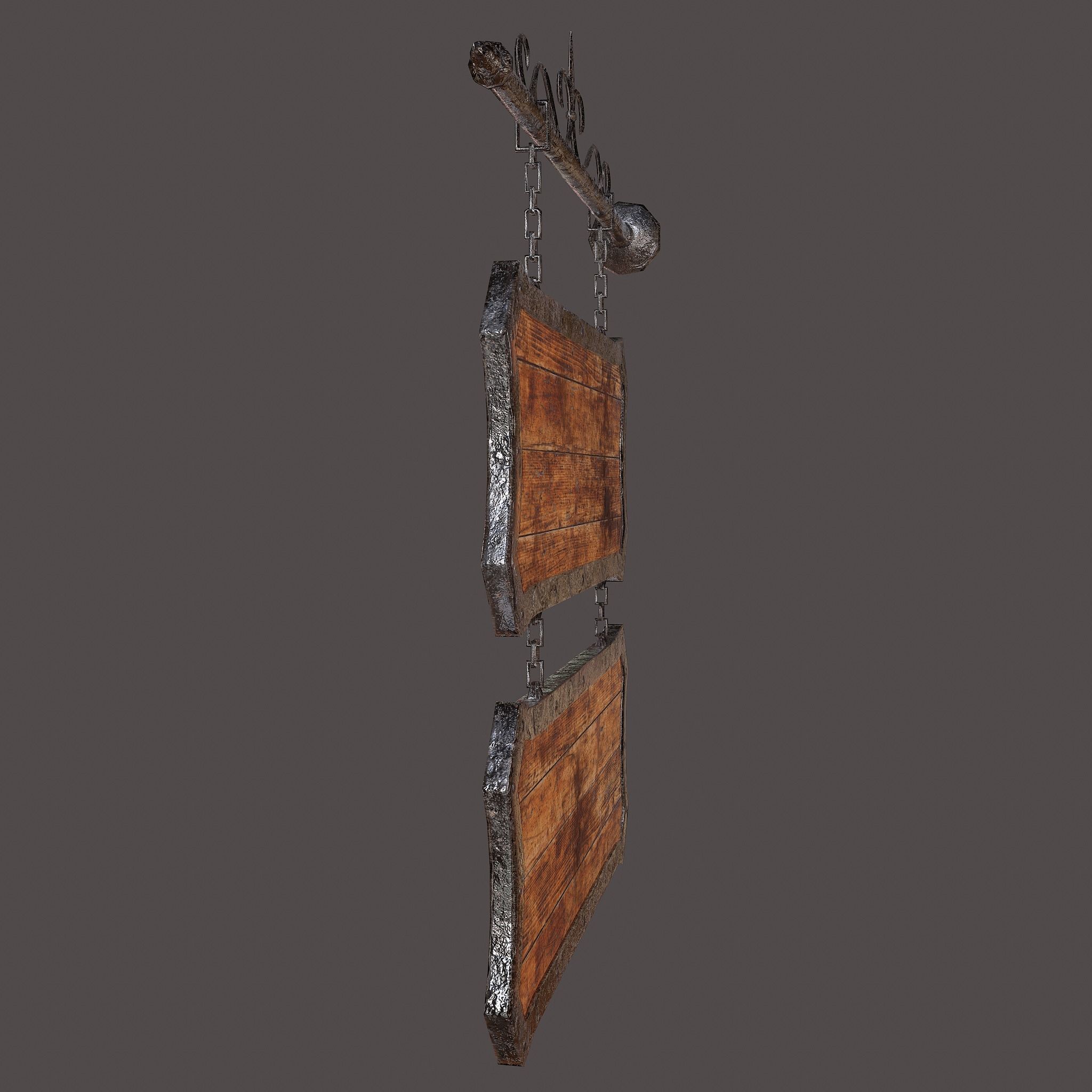Medieval Wooden Tavern Sign Low-poly 3D model_15