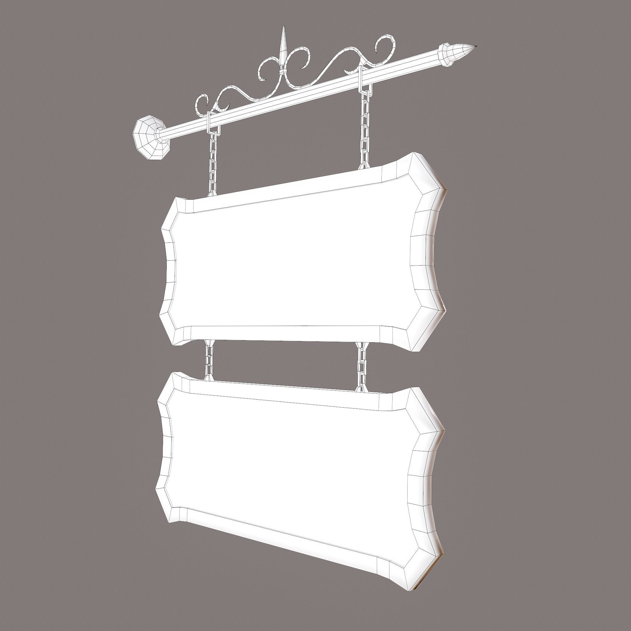 Medieval Wooden Tavern Sign Low-poly 3D model_22