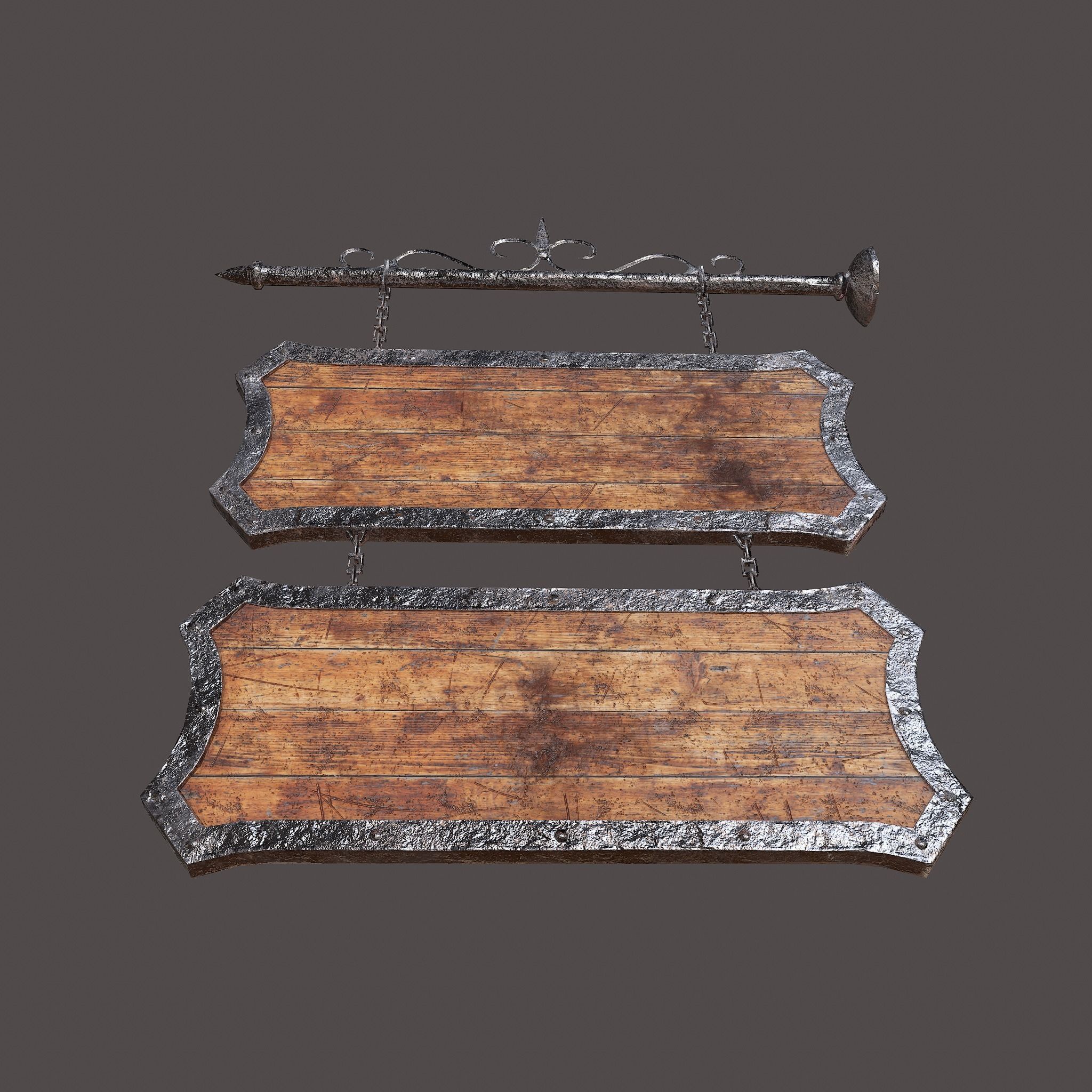 Medieval Wooden Tavern Sign Low-poly 3D model_4