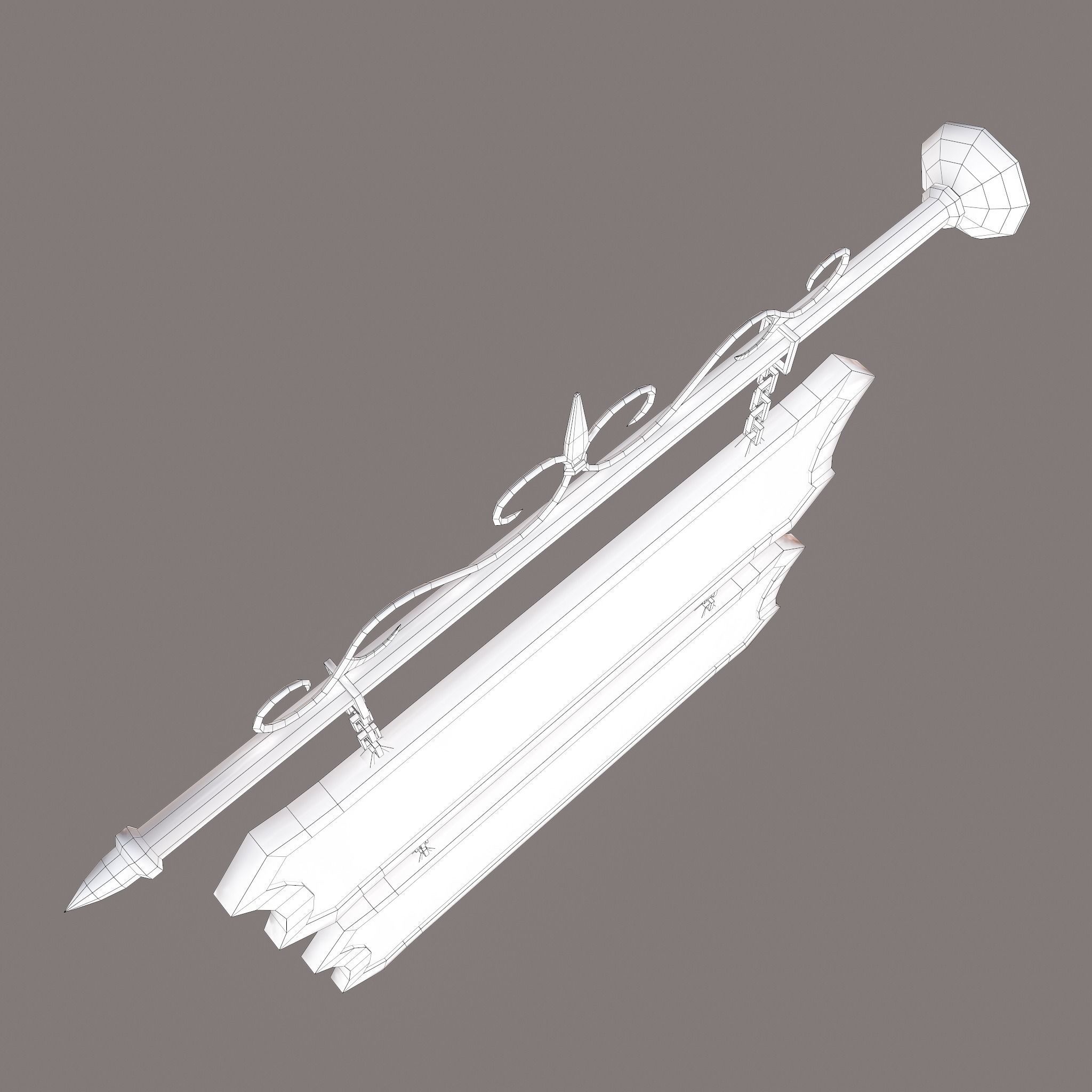 Medieval Wooden Tavern Sign Low-poly 3D model_33