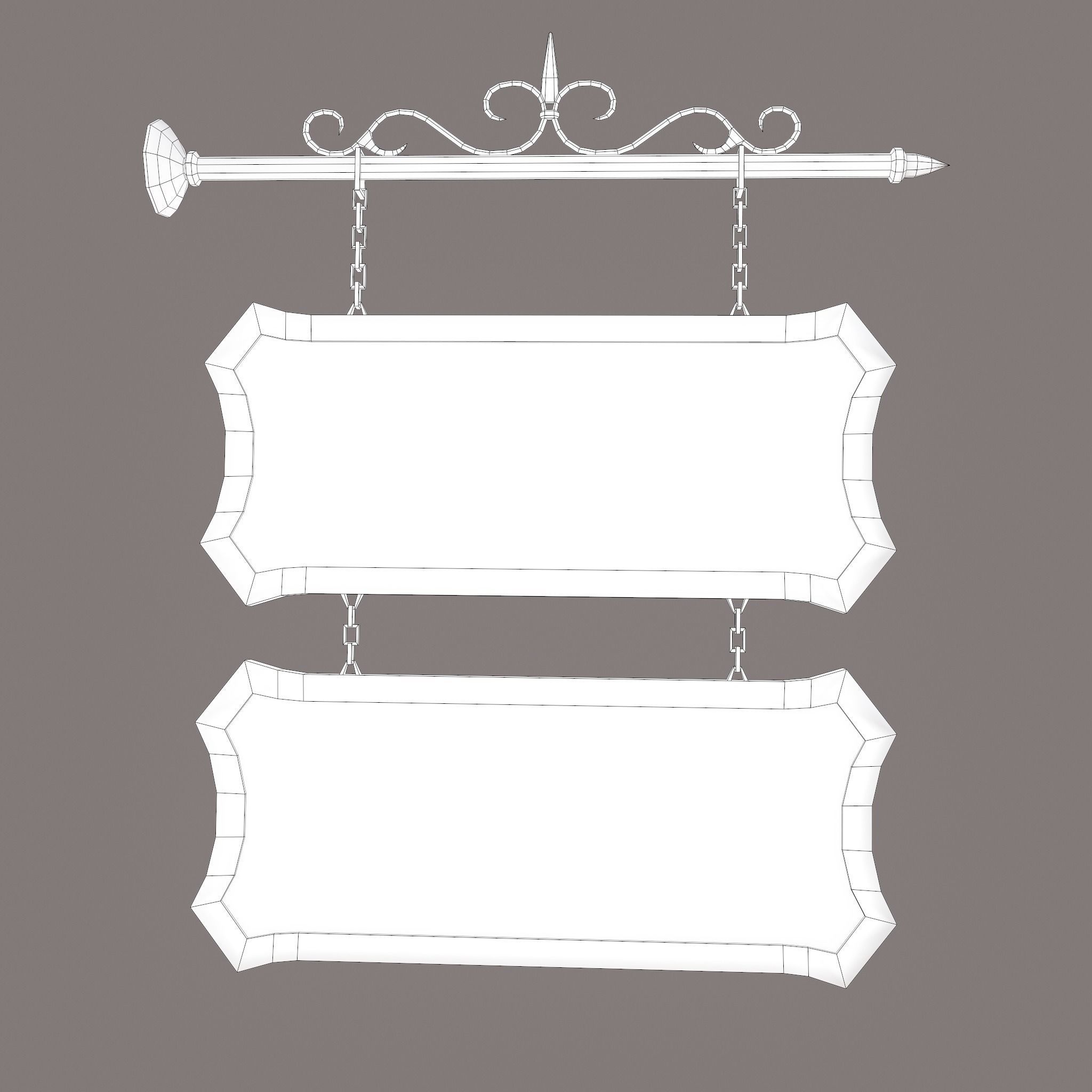 Medieval Wooden Tavern Sign Low-poly 3D model_24