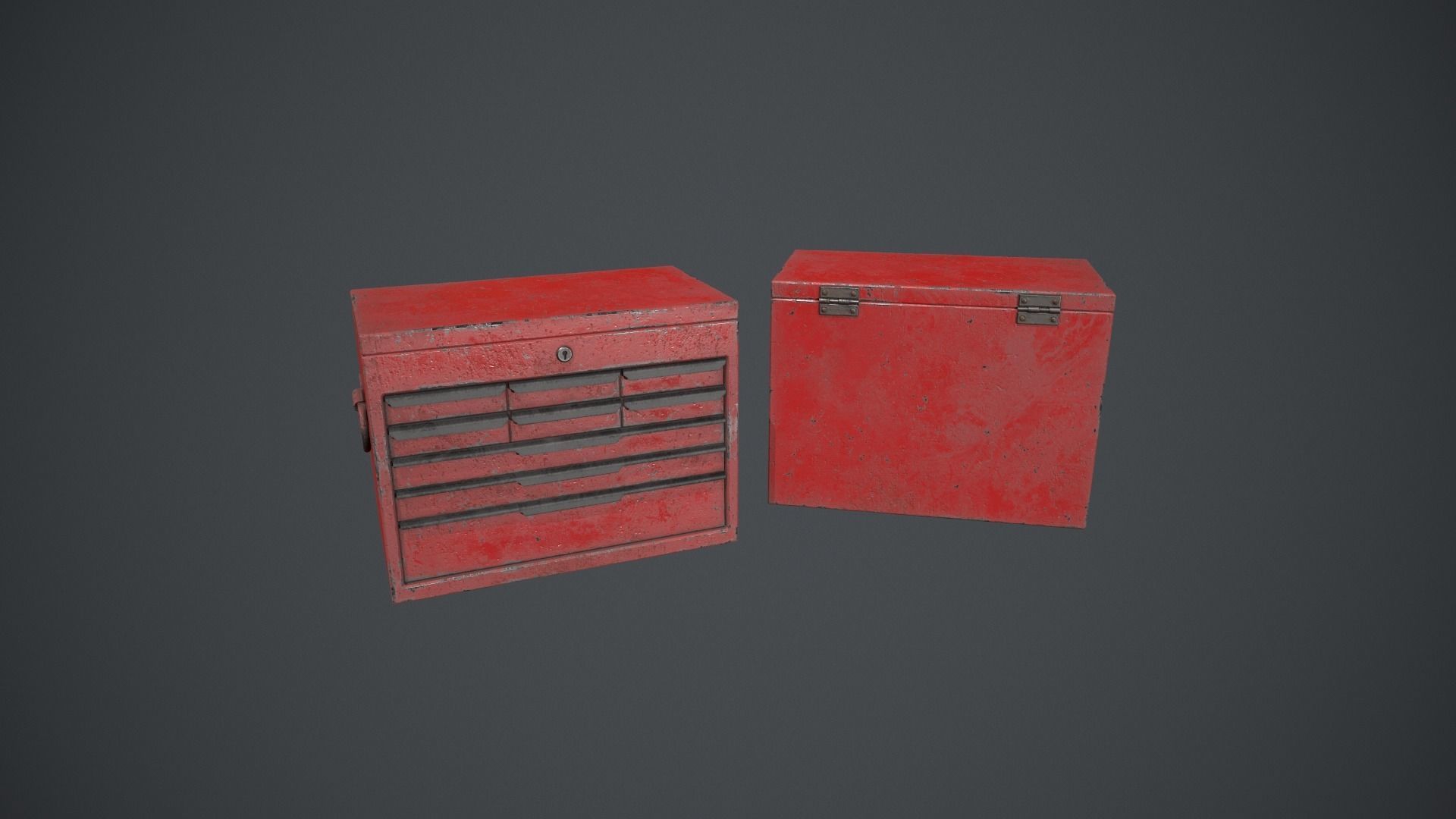 Red Tool Chest - Tool Box Low-poly 3D model_5
