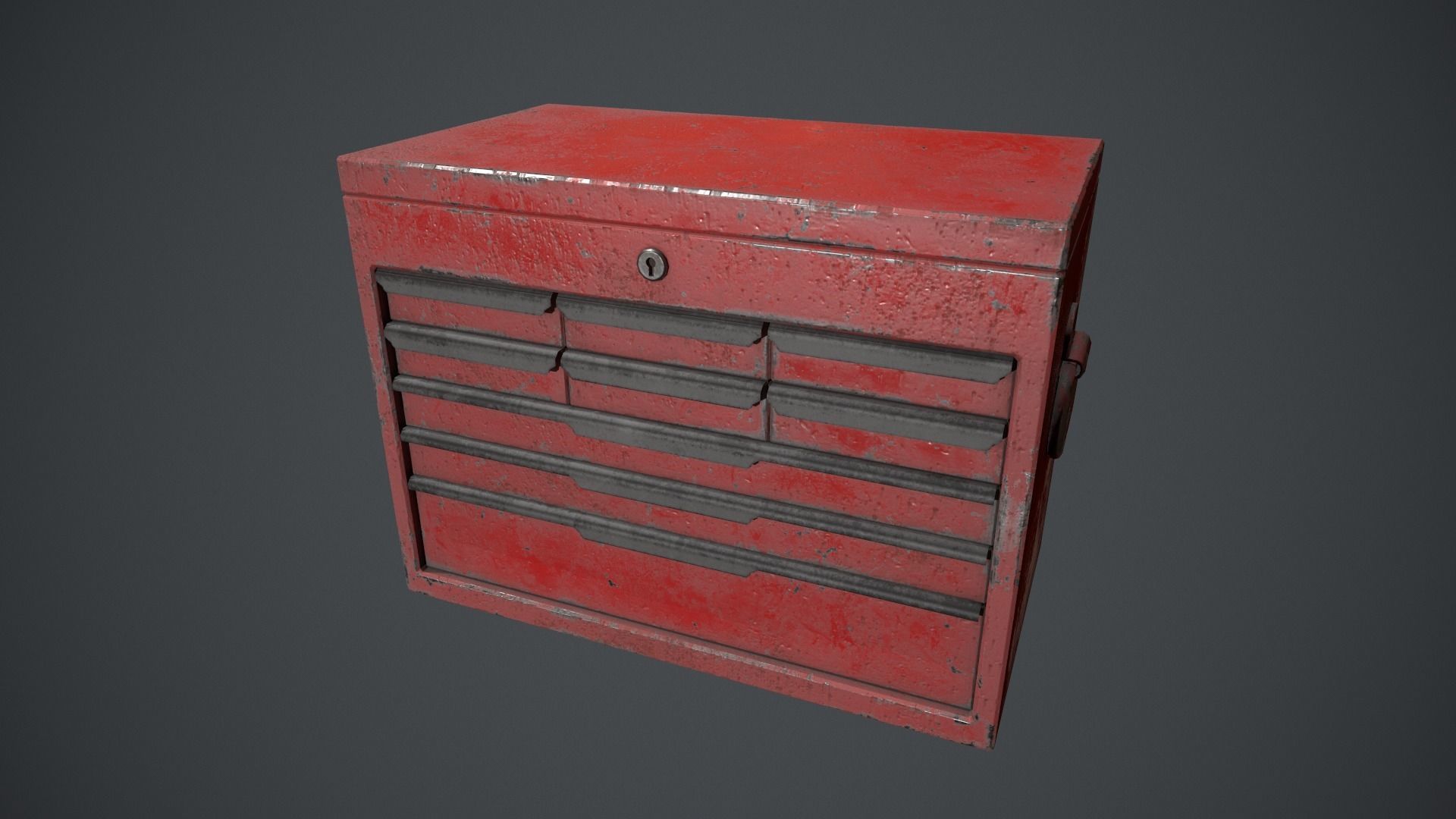 Red Tool Chest - Tool Box Low-poly 3D model_10