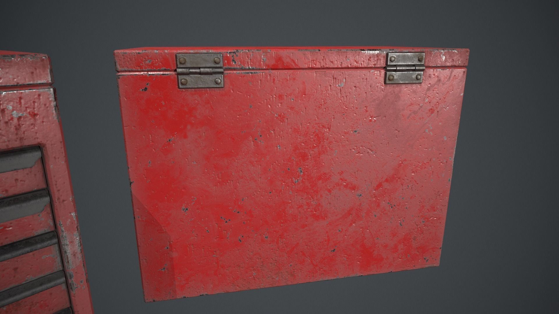 Red Tool Chest - Tool Box Low-poly 3D model_6