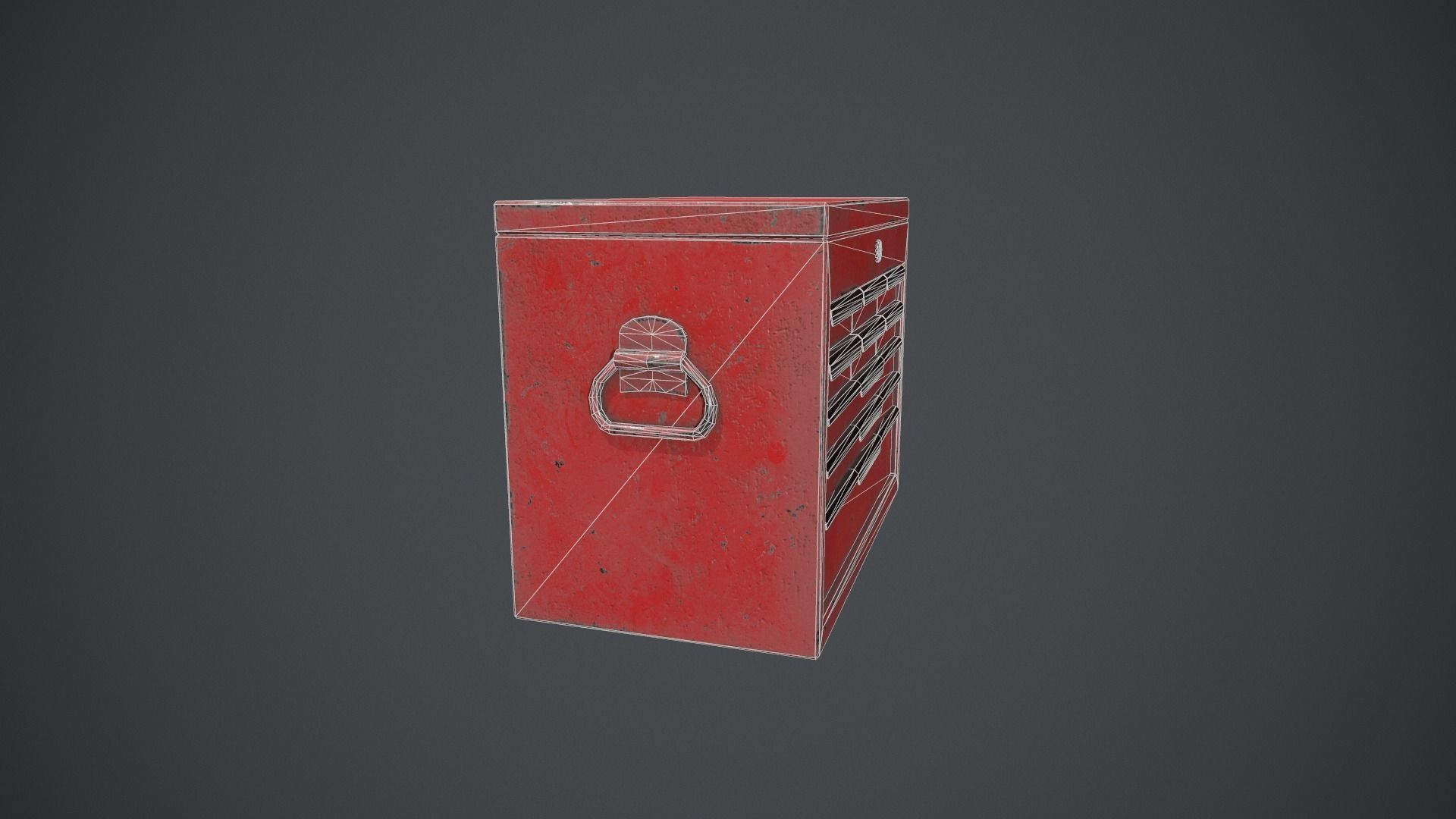 Red Tool Chest - Tool Box Low-poly 3D model_9