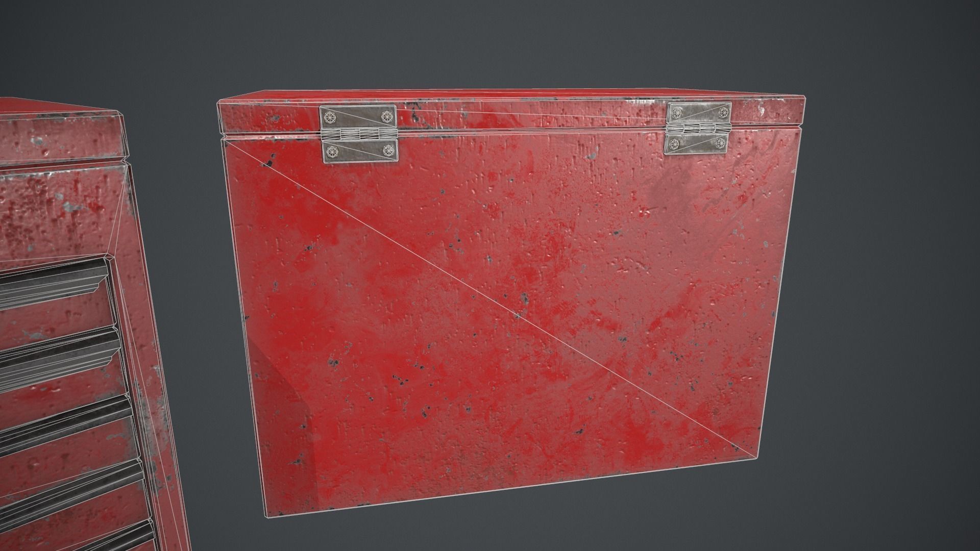 Red Tool Chest - Tool Box Low-poly 3D model_7