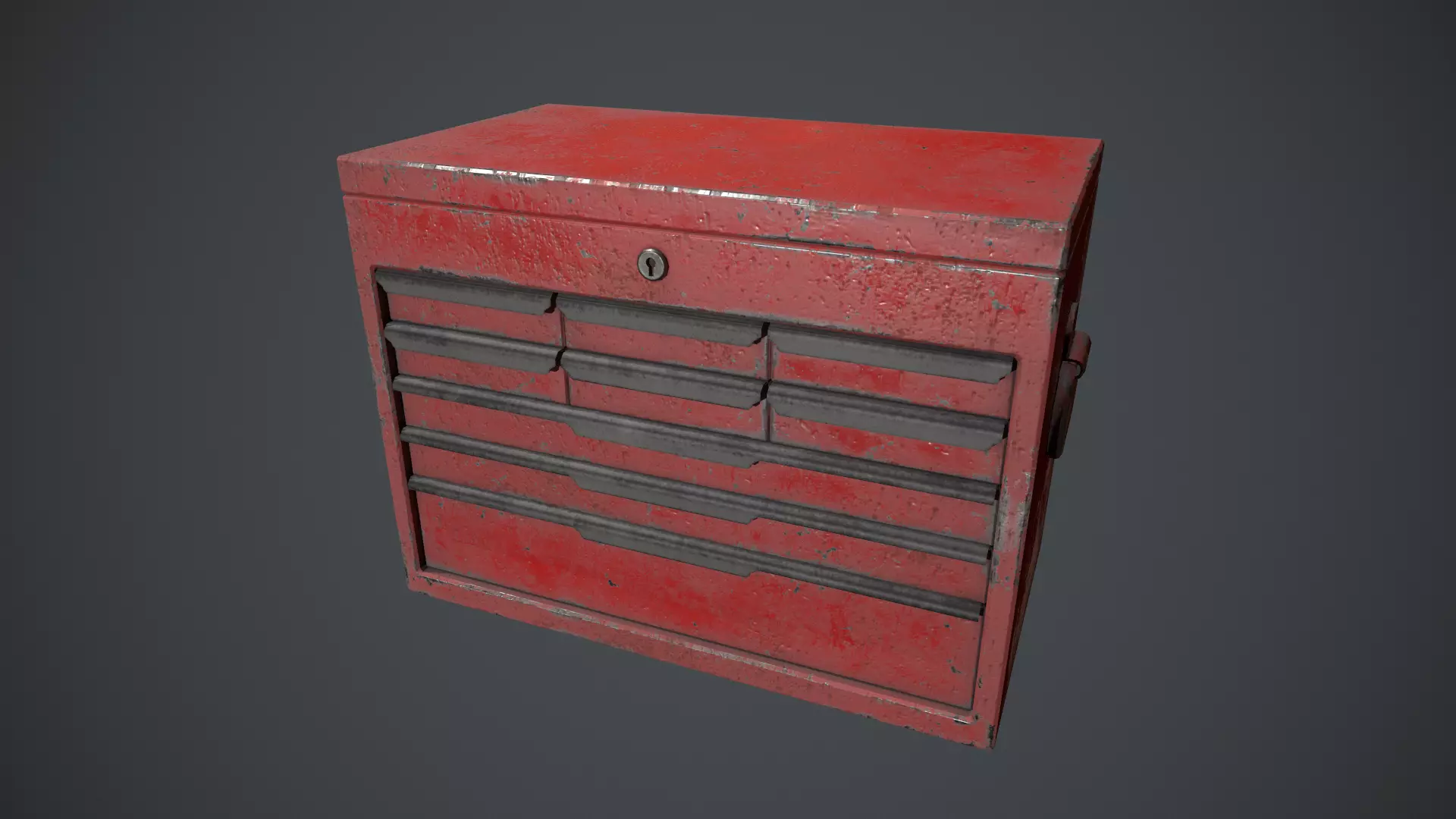 Red Tool Chest - Tool Box Low-poly 3D model_0