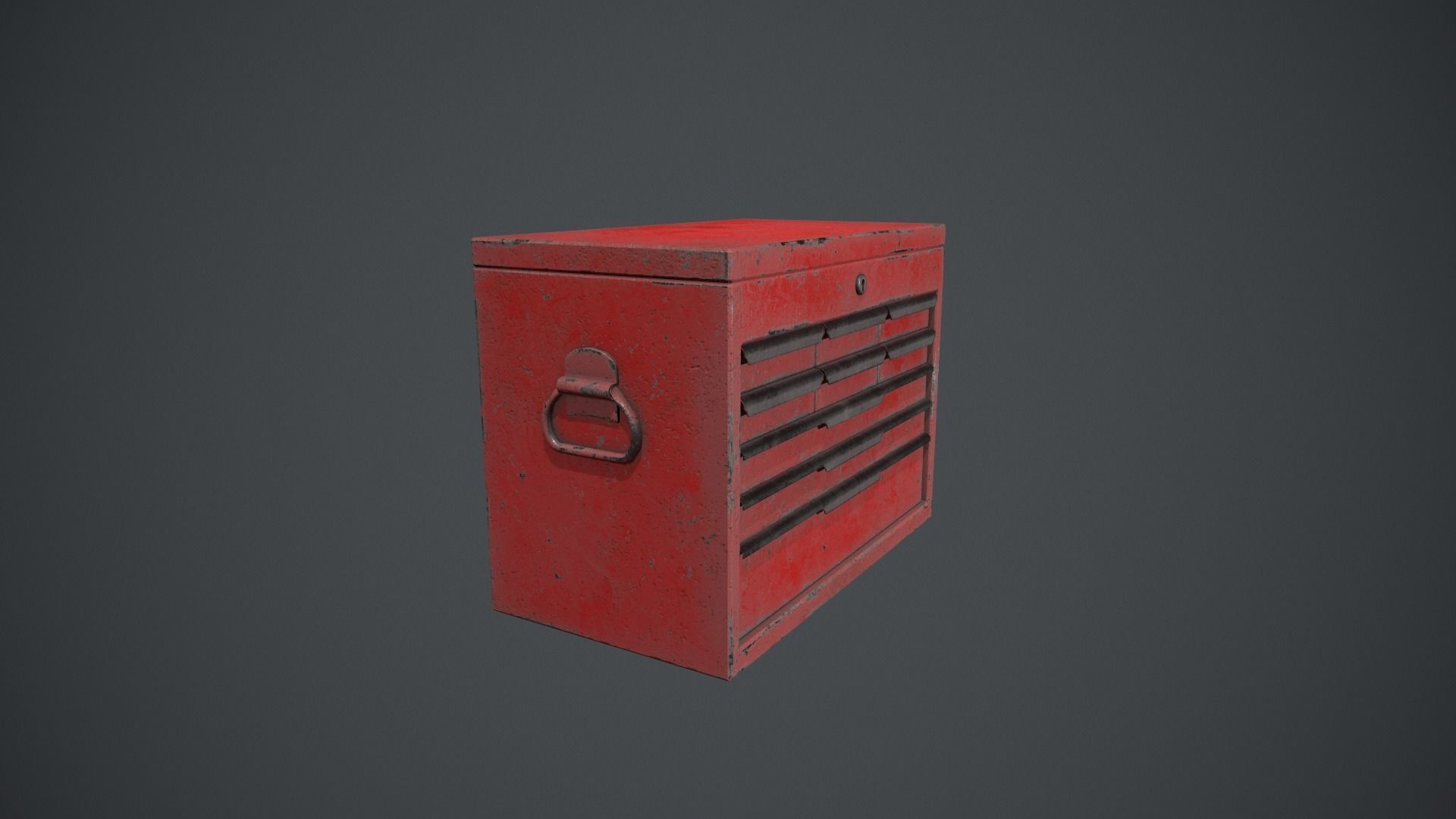 Red Tool Chest - Tool Box Low-poly 3D model_2