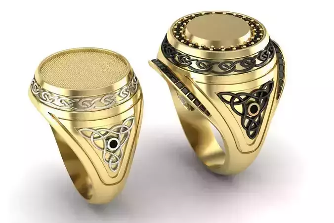  Round Celtic Signet mens ring   3D print model