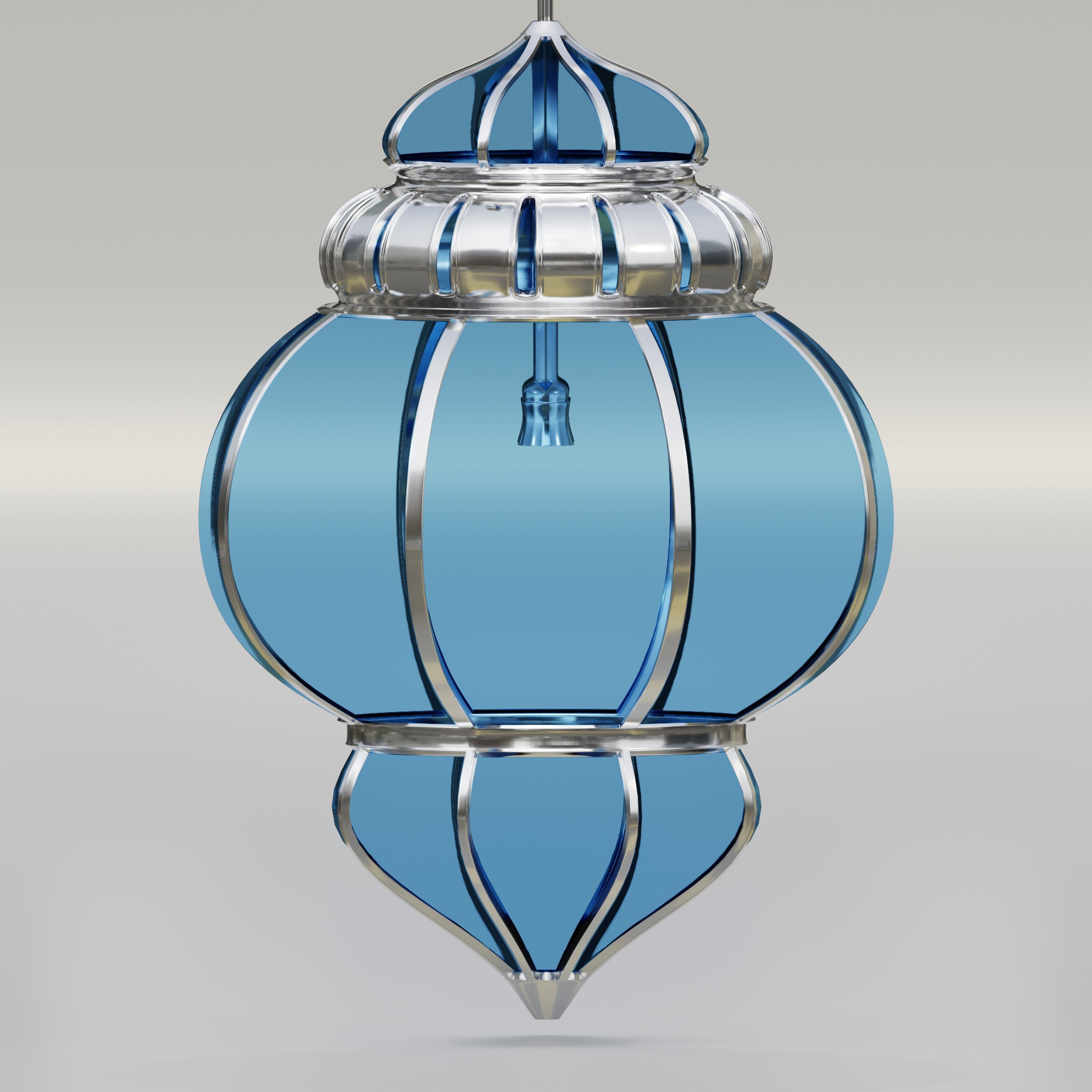 Moroccan round pendants glass lamp 3D model_4