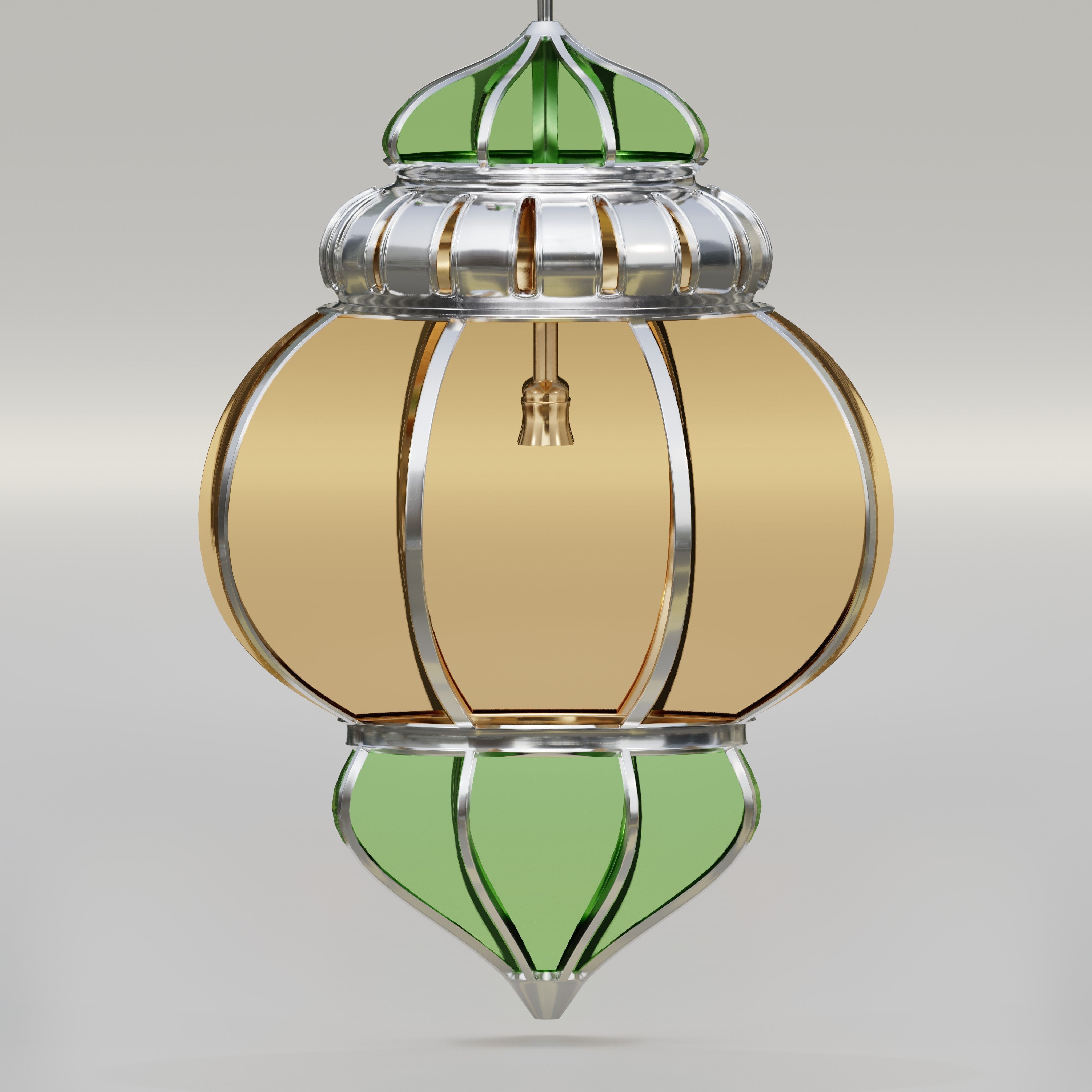 Moroccan round pendants glass lamp 3D model_1
