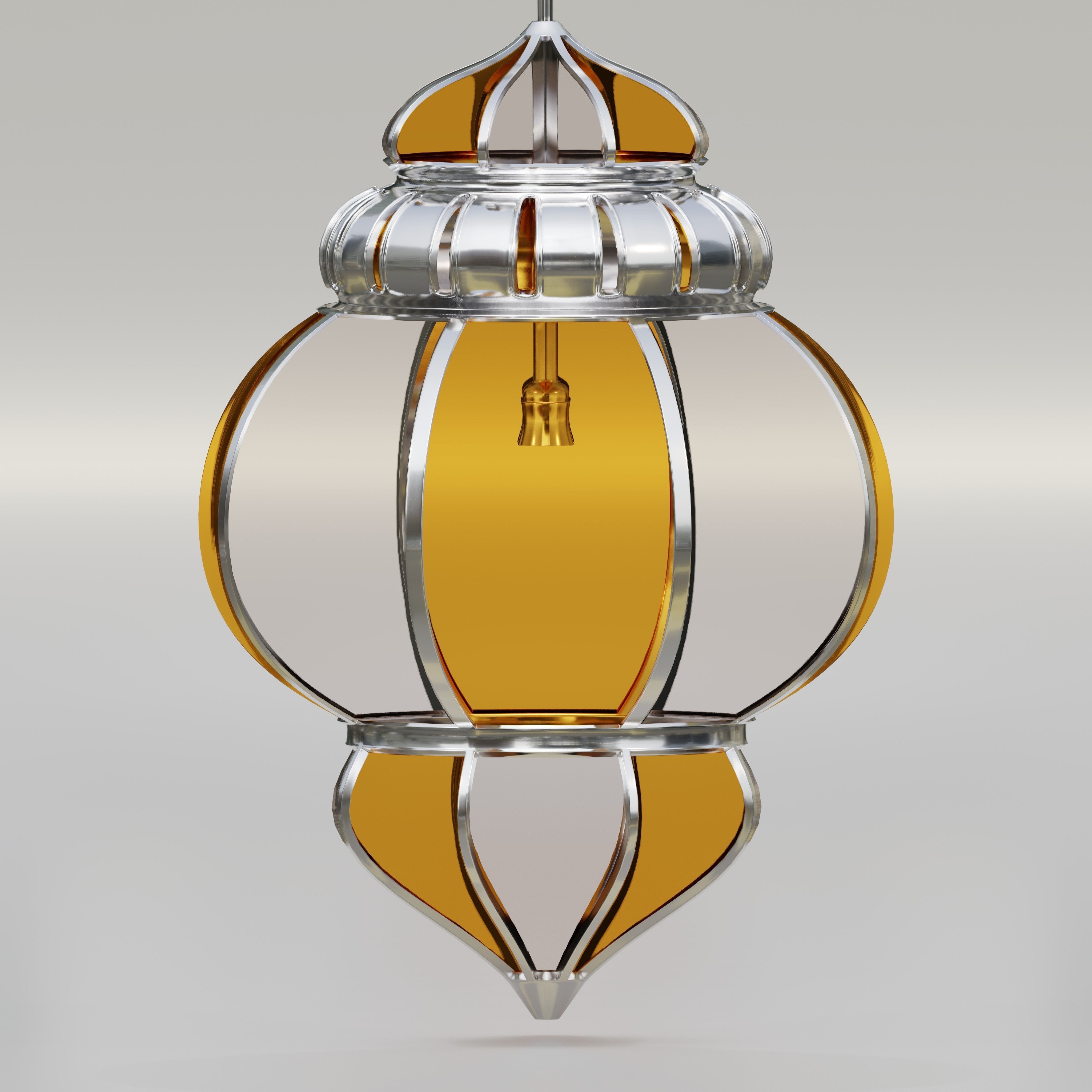 Moroccan round pendants glass lamp 3D model_2