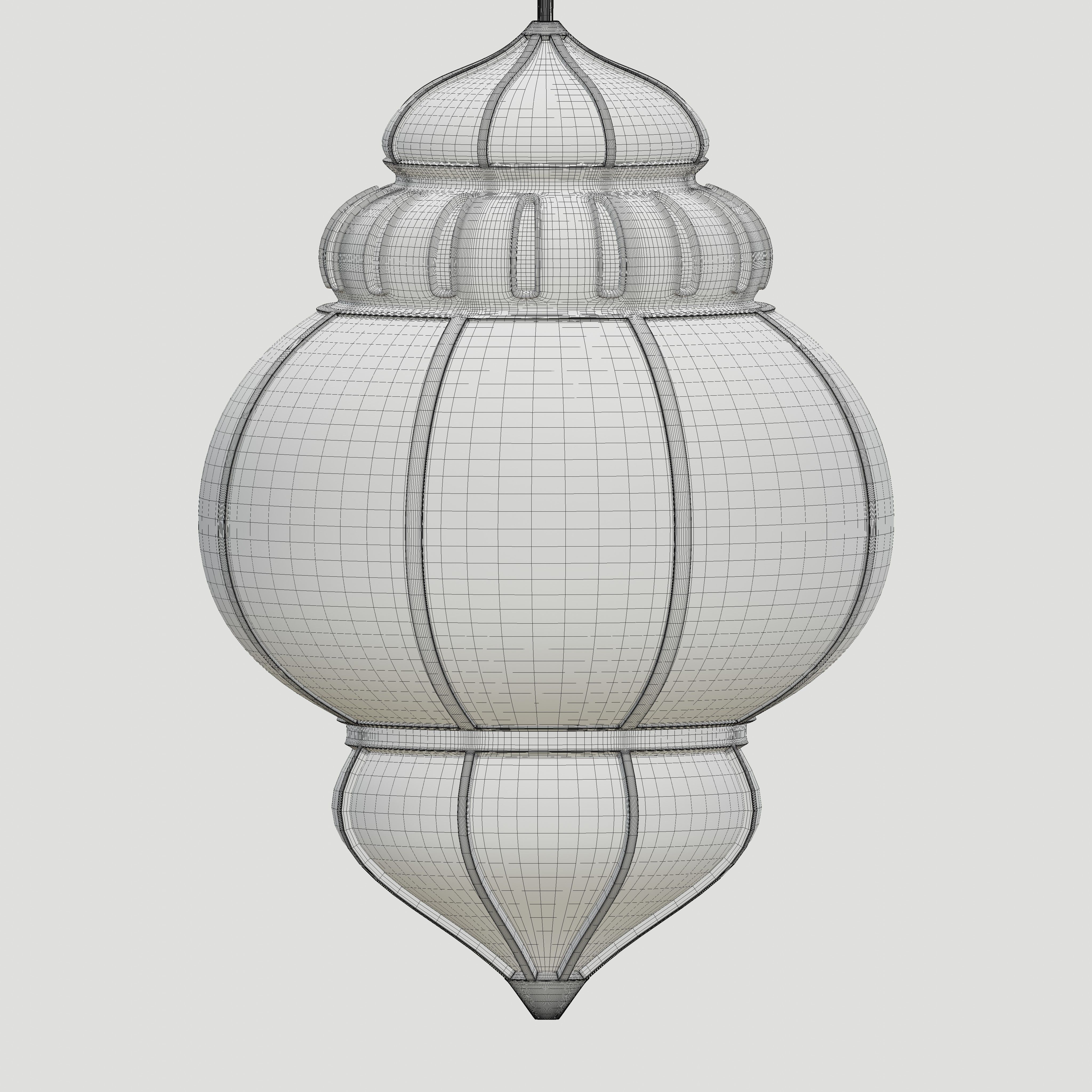 Moroccan round pendants glass lamp 3D model_8