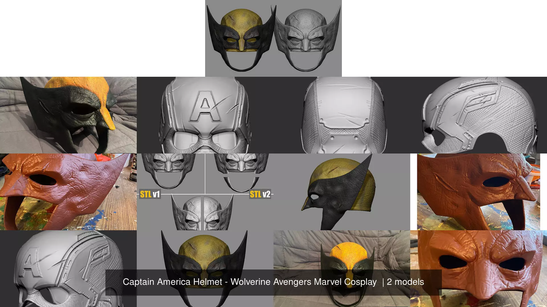 Captain America Helmet - Wolverine Avengers Marvel Cosplay  3D Model Collection_0