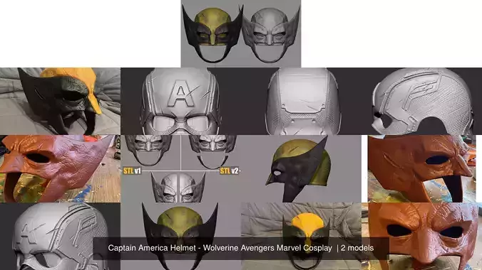 Captain America Helmet - Wolverine Avengers Marvel Cosplay  3D Model Collection
